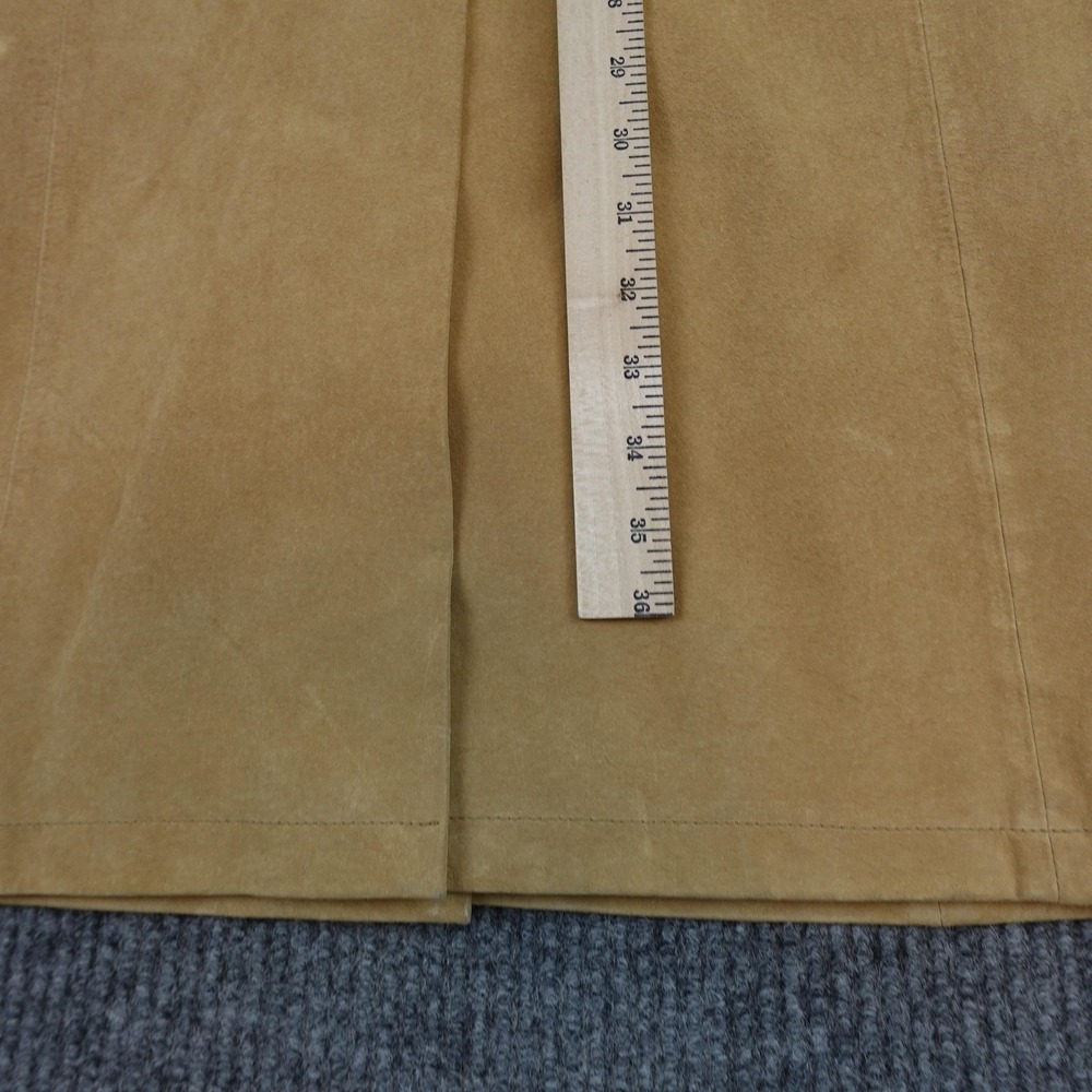 Eddie Bauer Seattle Suede Coat Womens Medium Beige Leather Long Lined Overcoat - Picture 9 of 10
